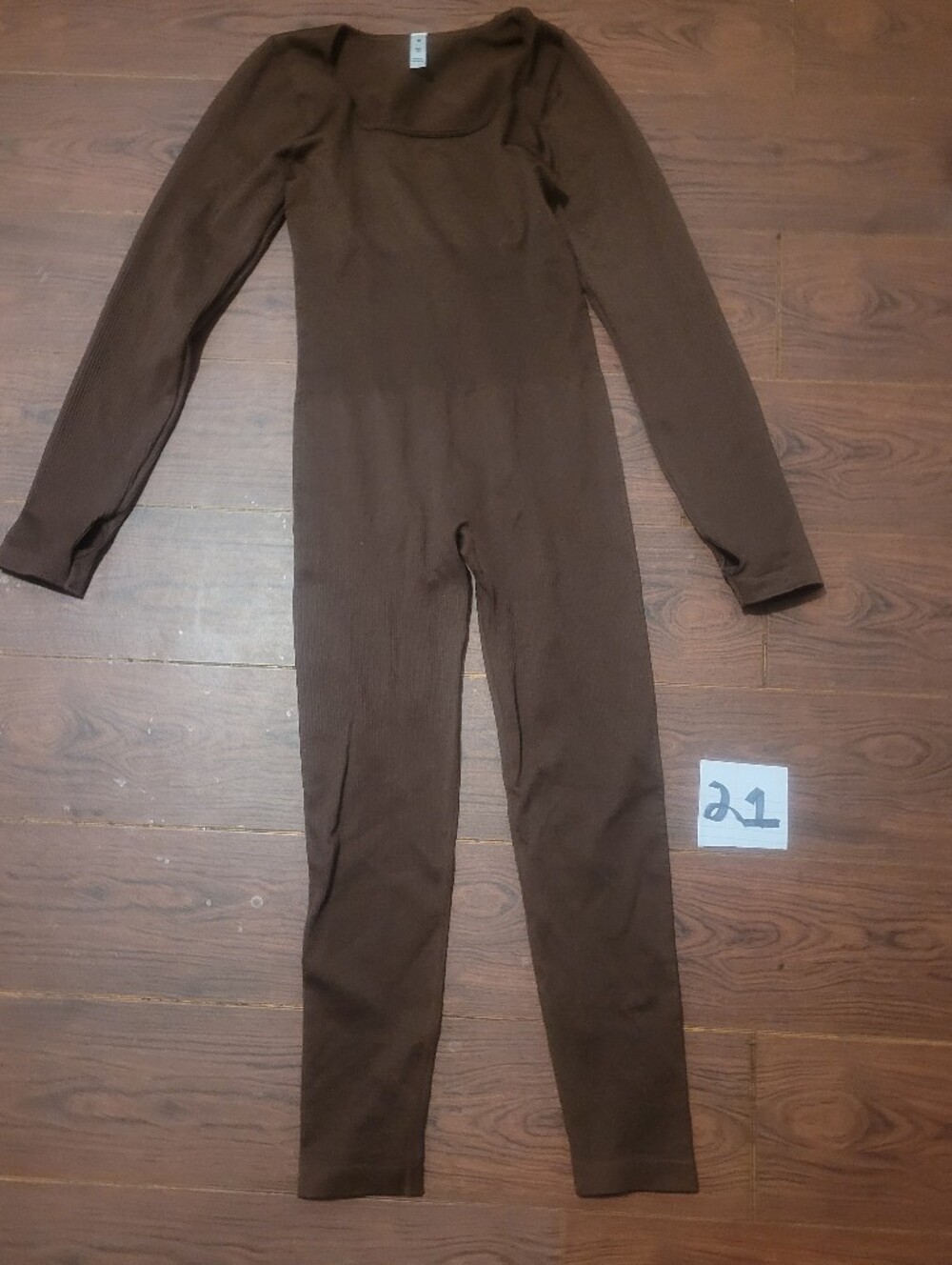 Long Sleeve One-Piece Jumpsuit in Brown